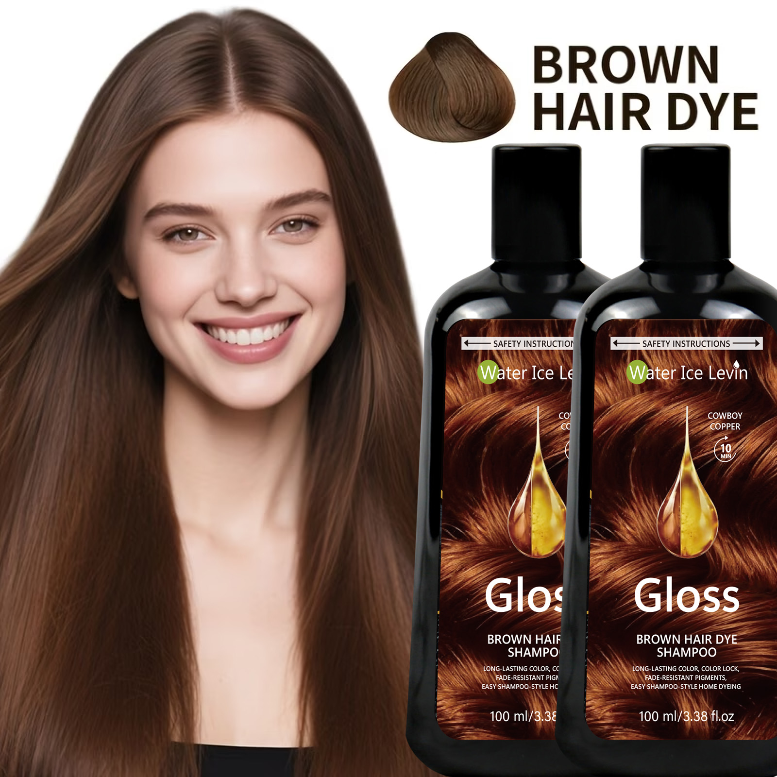 Brown Hair Dye Shampoo 100ml C - Hair Spray Color 评论和价格