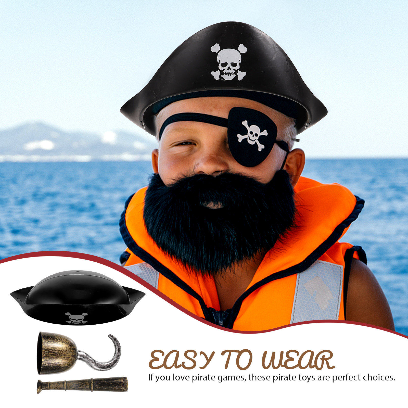Pirate Costume Kit Easy Wear C - Easy Cosplay Prop 评论和价格