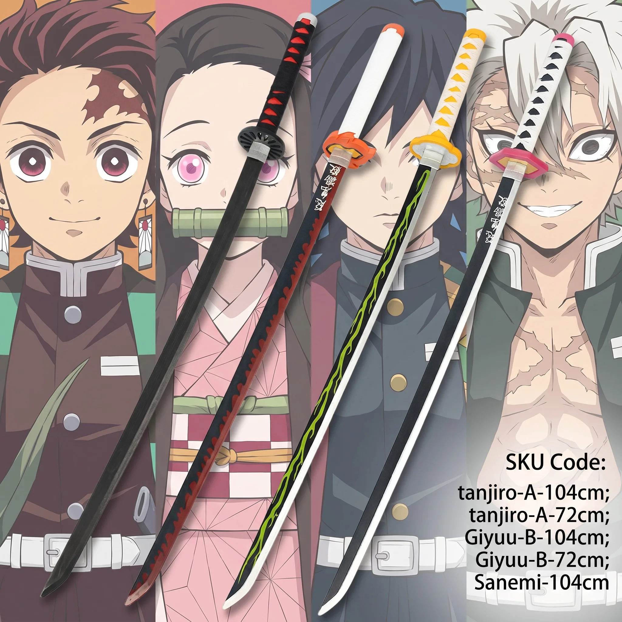 72 104cm Demon Slayer Katana T - Cosplay Prop Dagger 评论和价格